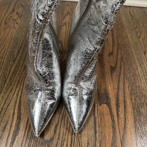 Steve Madden Epic Silver Metallic Faux Leather Over-the-Knee Stilleto Boots 8 - Picture 8 of 10